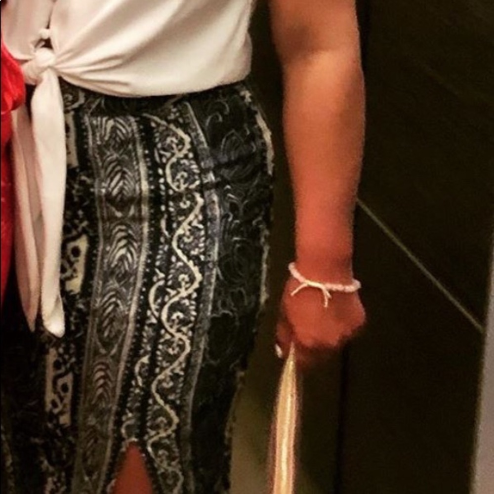 Beachy long tribal blue skirt high slit.